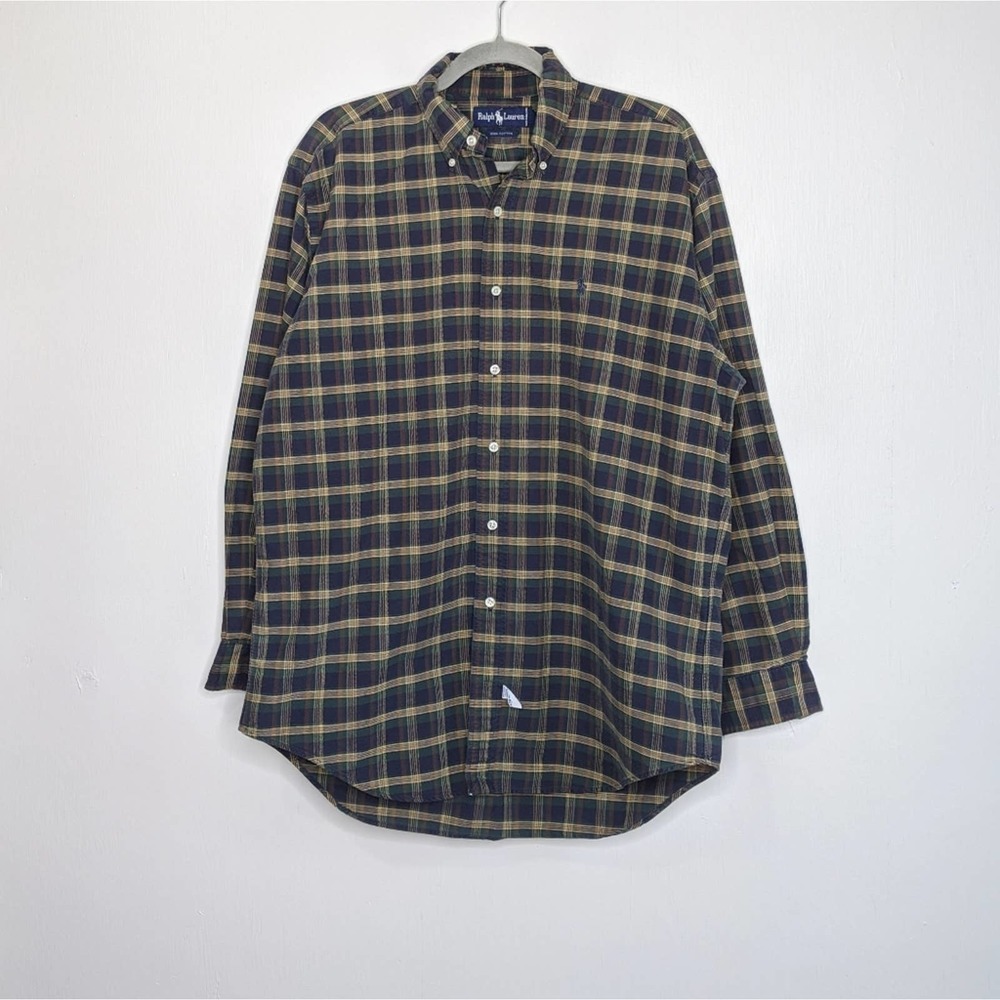 VTG Ralph Lauren Cotton Flannel Medium Button Vintage Distress Shirt